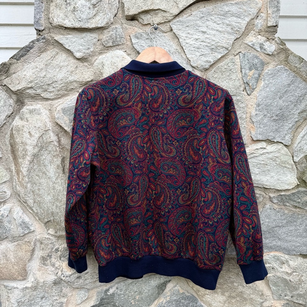 Vintage 80s Collared Paisley Knit Top - Picture 5 of 5
